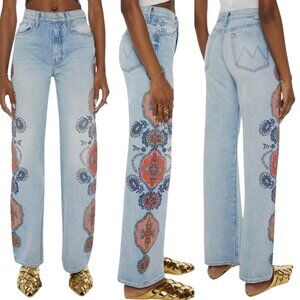 Mother The Maven Sneak High Rise Wide Leg Jeans in Side to Side Size 30